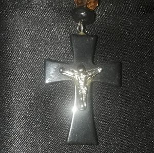 STAINLESS STEEL BLACK CROSS NECKLACE